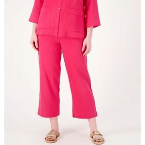 LOGO by Lori Goldstein Women Pants sz L Gauze Beach to Street Pink Large A601797